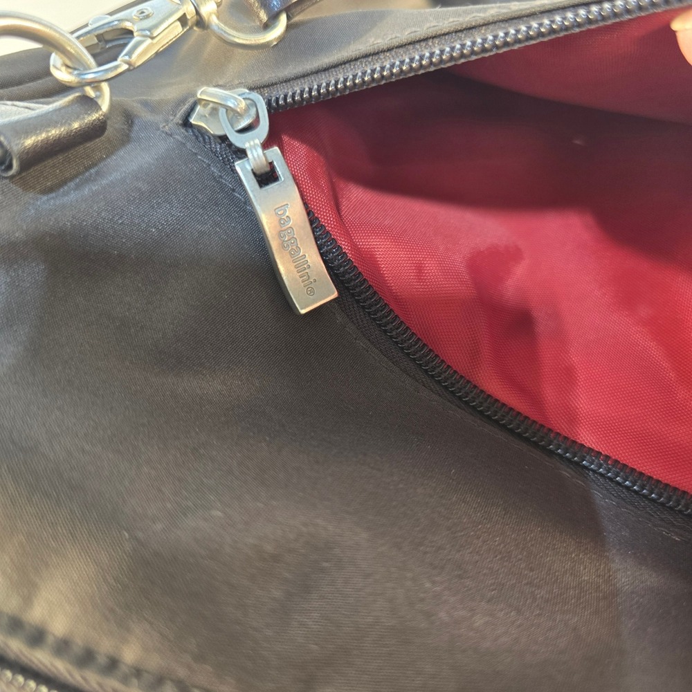 Baggallini Convertible Backpack Sling Bag Brown Nylon Red Lining Travel Purse - Picture 9 of 13